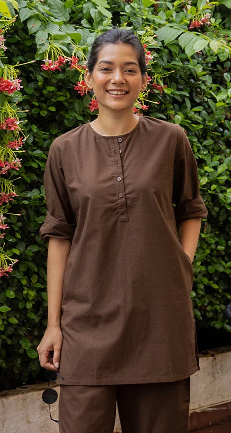 Chocolate Brown Pure Cotton Co-Ord Set