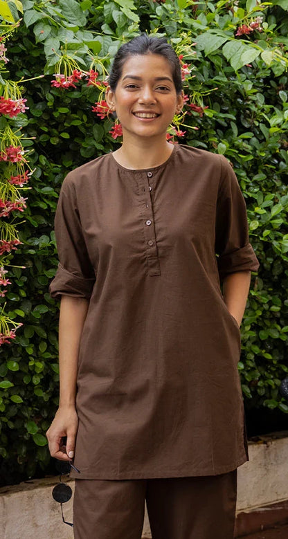 Chocolate Brown Pure Cotton Co-Ord Set