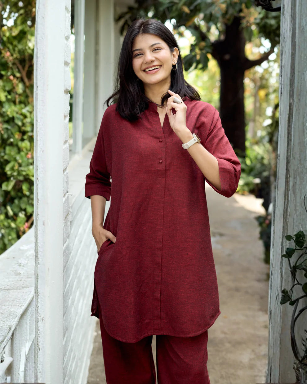 Sunday Paper Co-ord Set in Easy Blue n Red