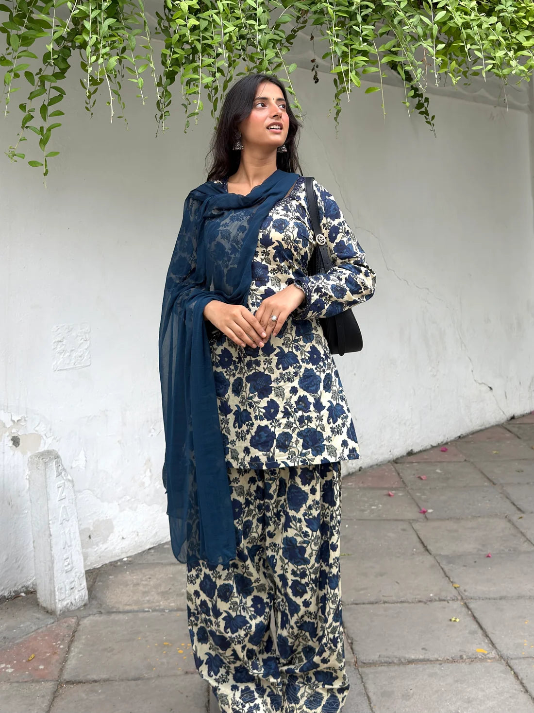 Saavan blue cotton farshi set.