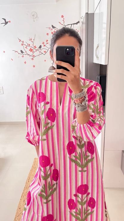 La Rose Hand Block Printed Cotton Co-ord Set