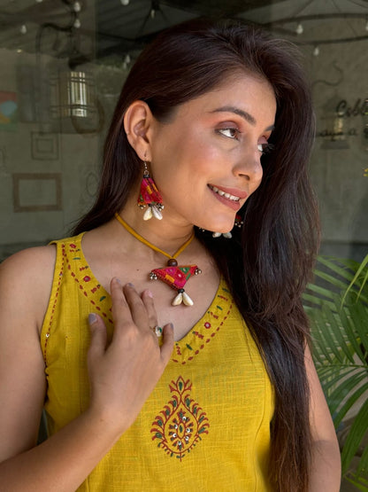 KOMAL EMBROIDERY WORK A LINE KURTI PANT SET