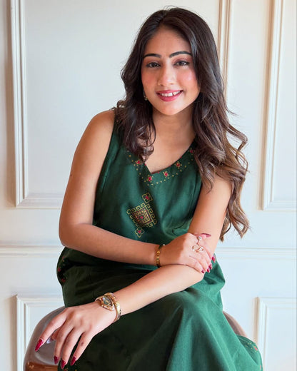 KOMAL EMBROIDERY WORK A LINE KURTI PANT SET