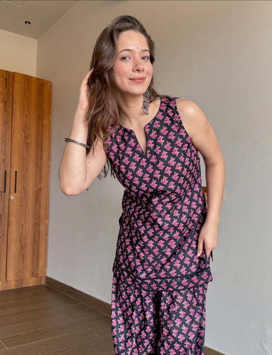 The Midnight Bloom Farshi Salwar Co-ord Set