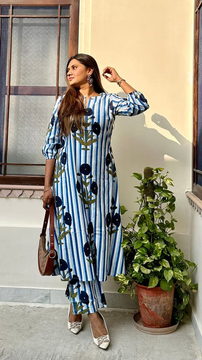 La Royale Hand Block Printed Cotton Co-ord Set