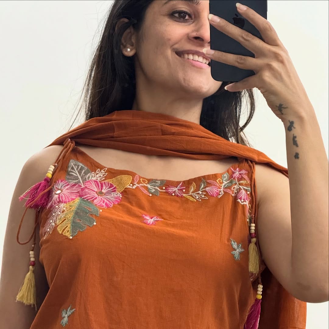 Elegant Rust Embroidered Kurta Set ✨ Limited Stock