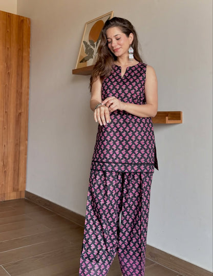 The Midnight Bloom Farshi Salwar Co-ord Set