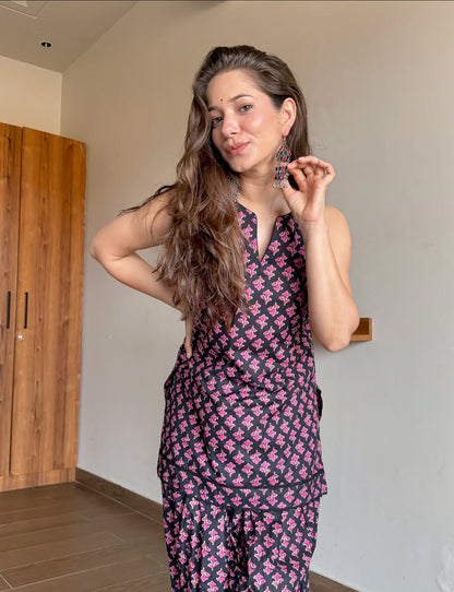 The Midnight Bloom Farshi Salwar Co-ord Set