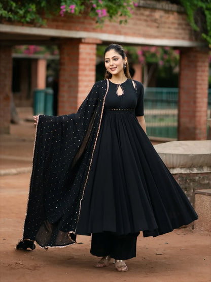 Classic Black Anarkali Set with Dupatta