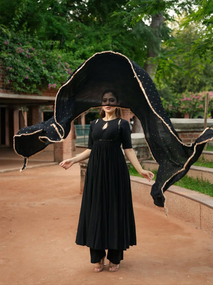 Classic Black Anarkali Set with Dupatta