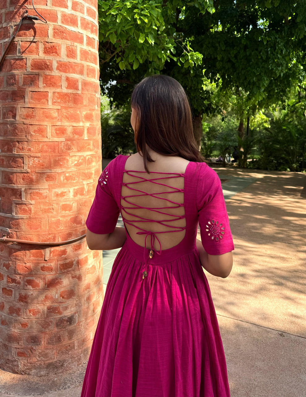 pink anarkali kurti and pant set