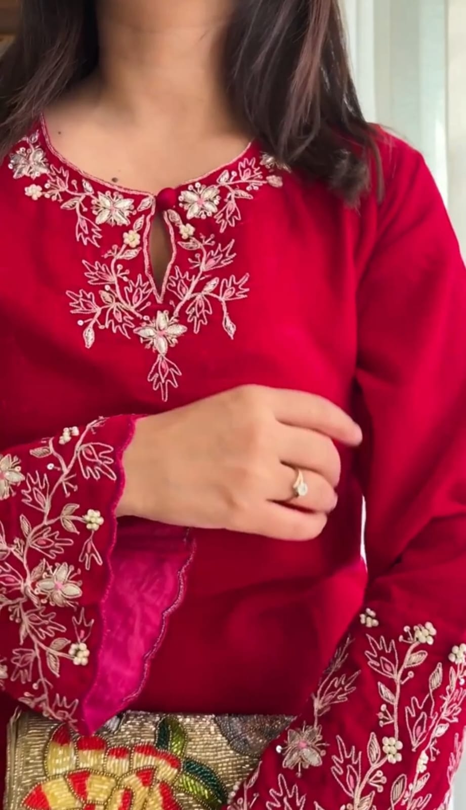 Women Cotton Hand Embroidery Co-ord Set