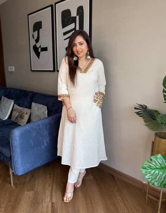 Aabha Pure Khadi Cotton Color Threads work pair set