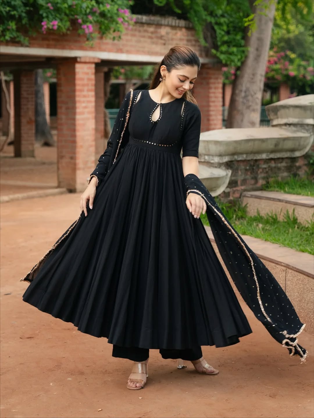 Classic Black Anarkali Set with Dupatta