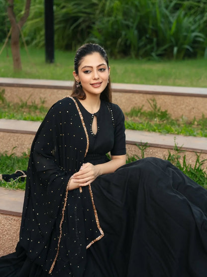 Classic Black Anarkali Set with Dupatta