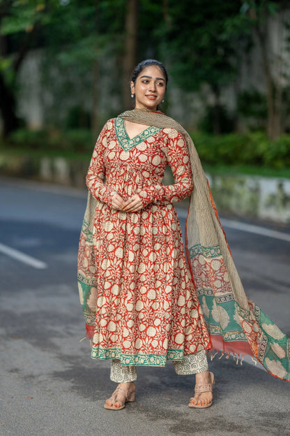 Nakshatra Bagru Hand Block Cotton Anarkali