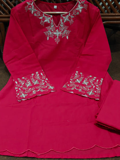 Women Cotton Hand Embroidery Co-ord Set