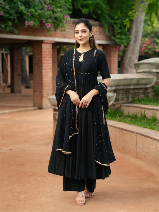 Classic Black Anarkali Set with Dupatta