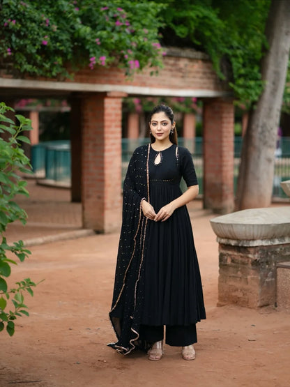 Classic Black Anarkali Set with Dupatta
