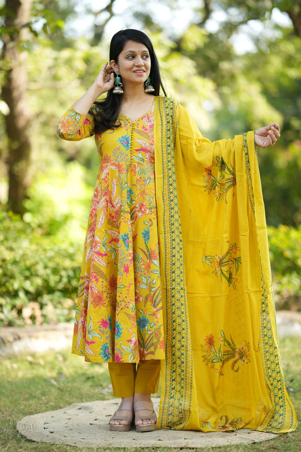 Sumedha Marigold Anarkali Suit Sets