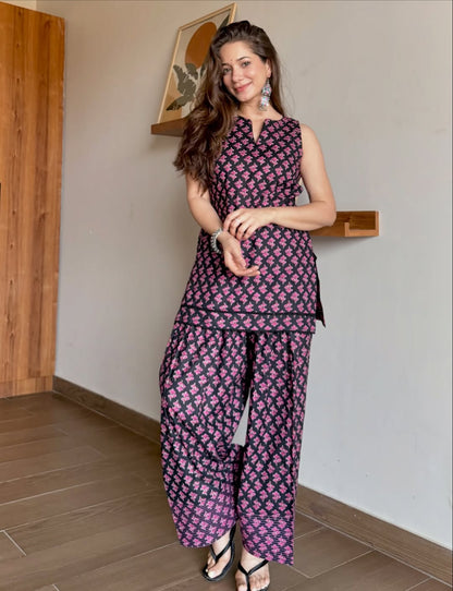 The Midnight Bloom Farshi Salwar Co-ord Set